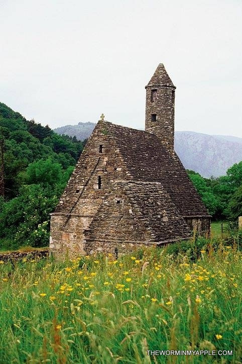 Church on a field, Glendalough, Ireland