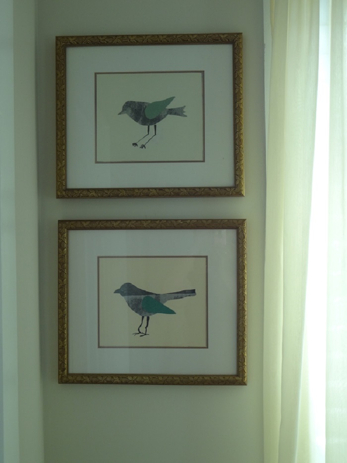 Pictures on the wall.