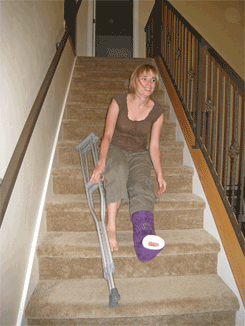 going down the steps