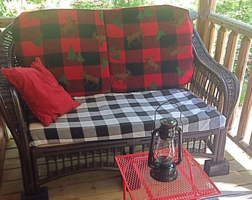 Bunkhouse porch/black settee
