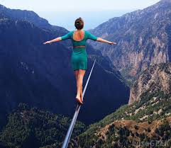 walking on a tightrope