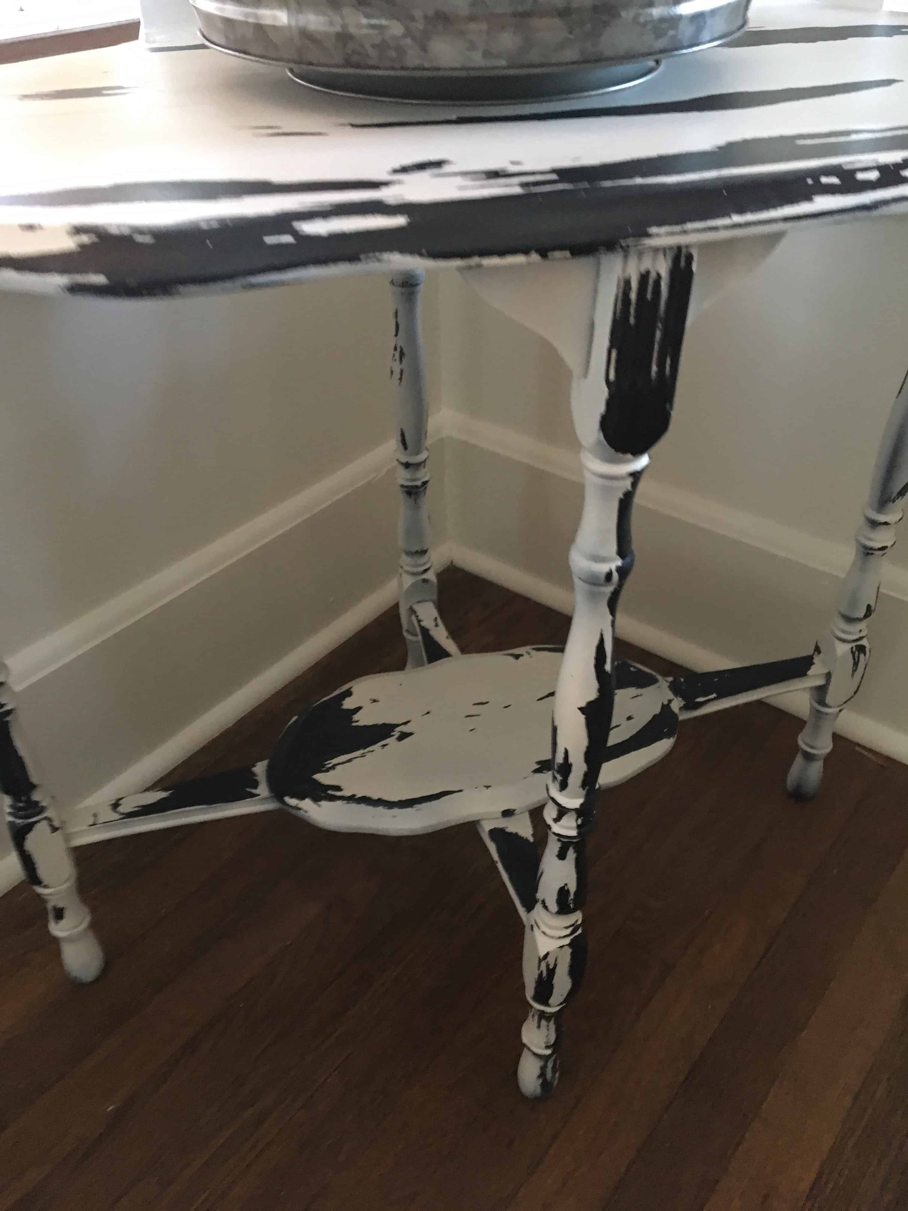 distressed white table