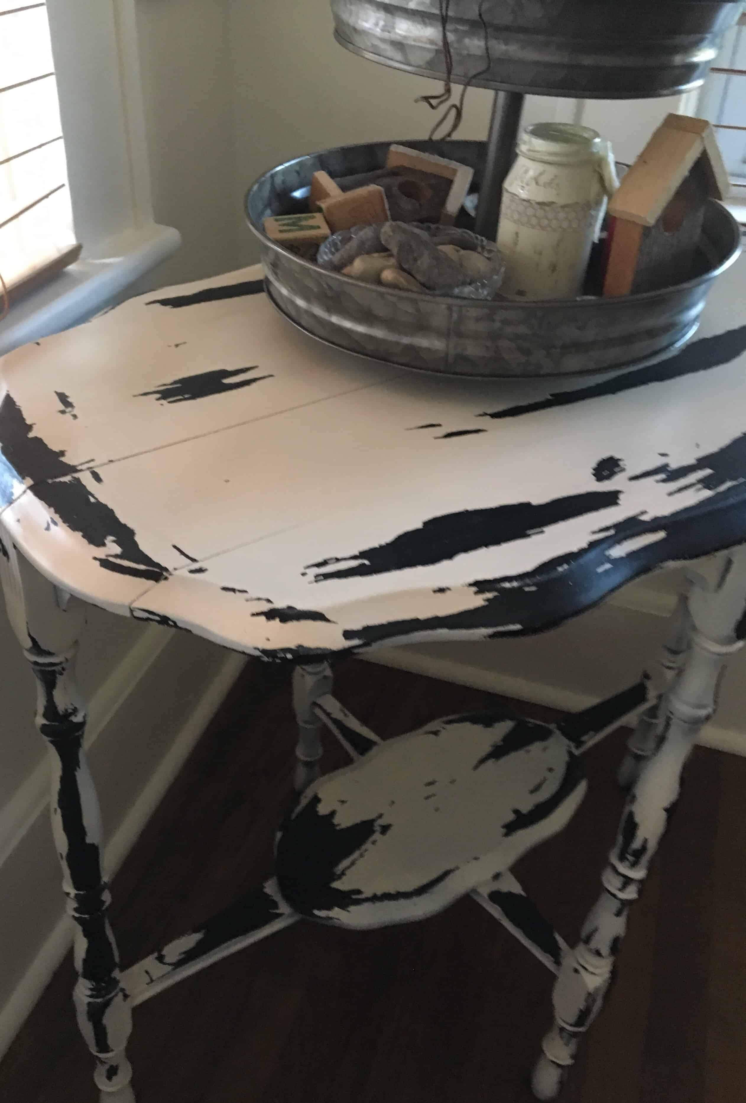 distressed white table