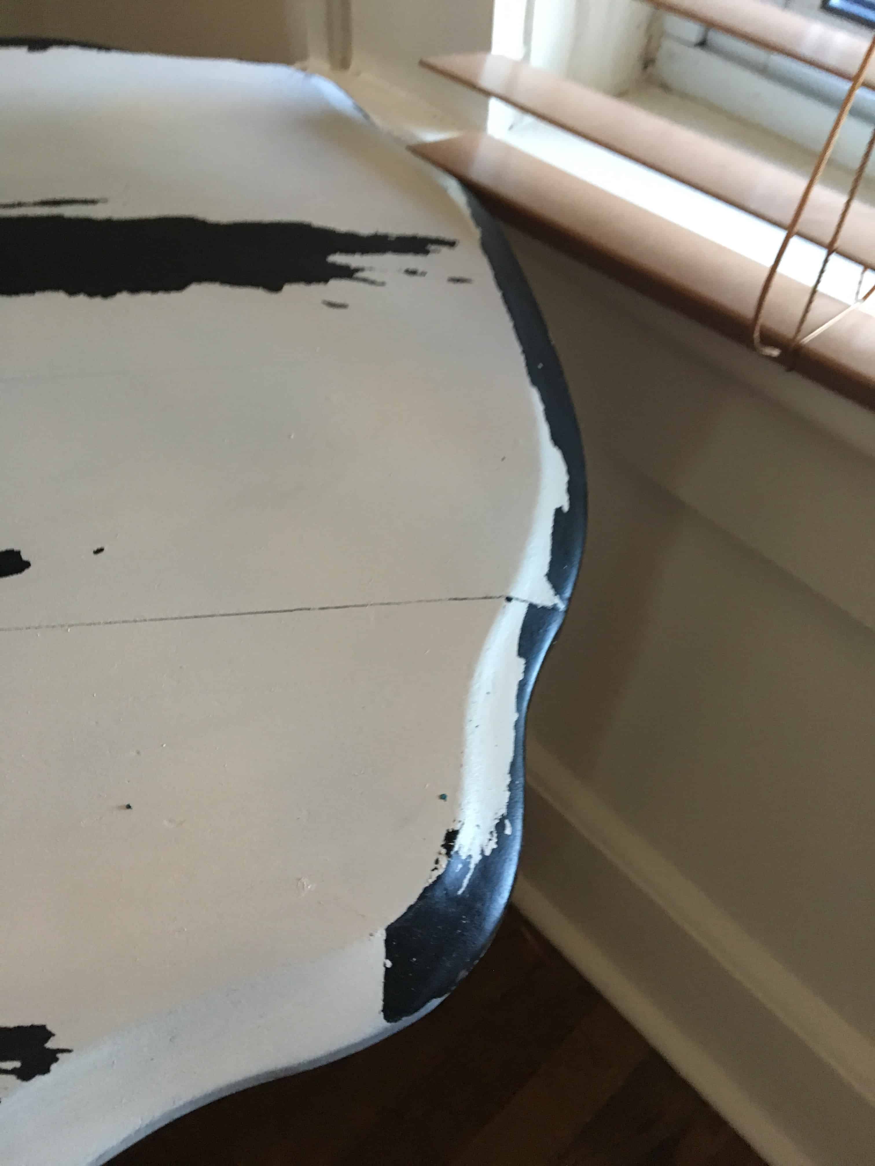 distressed white table