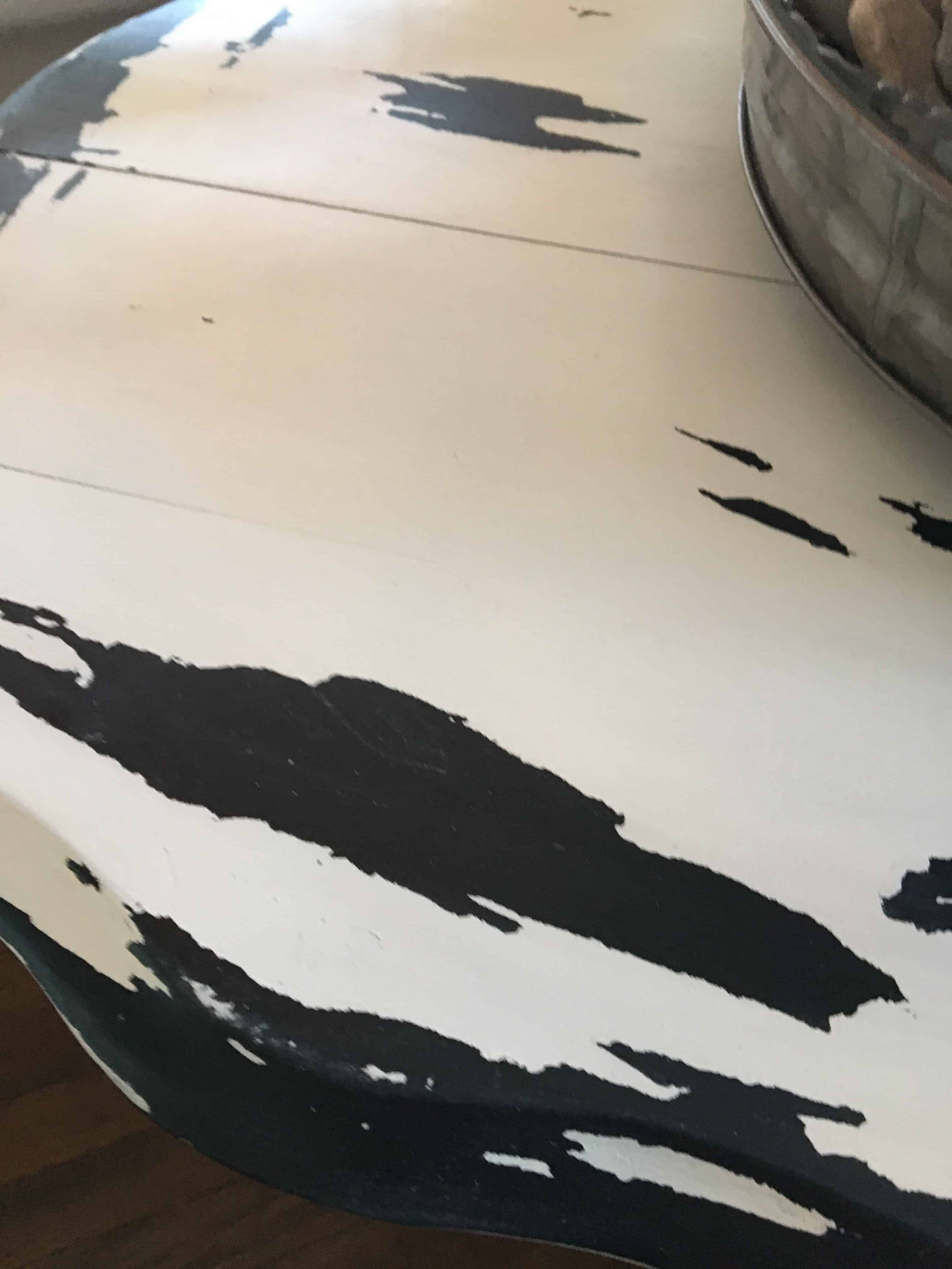 distressed white table