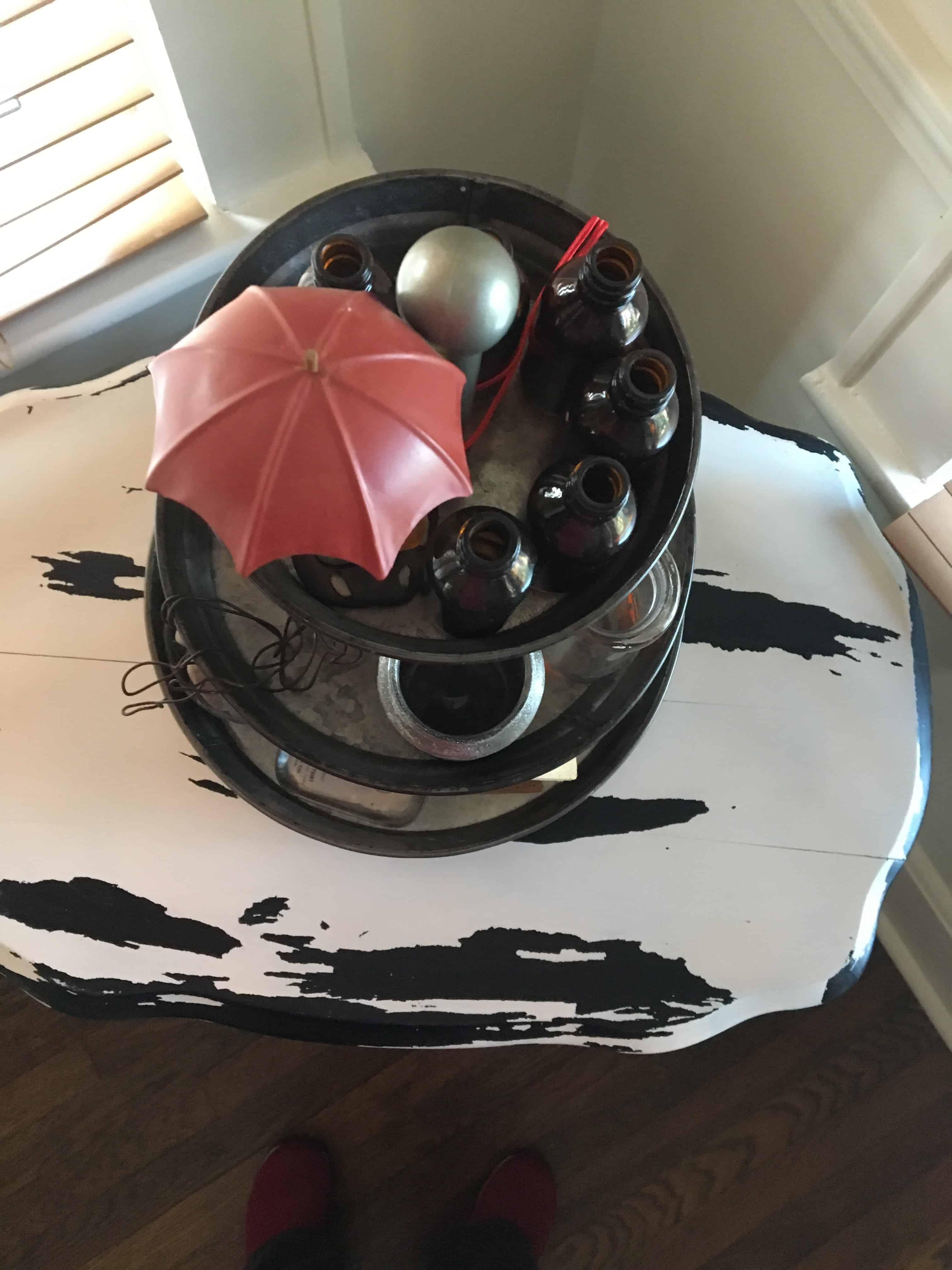 distressed white table