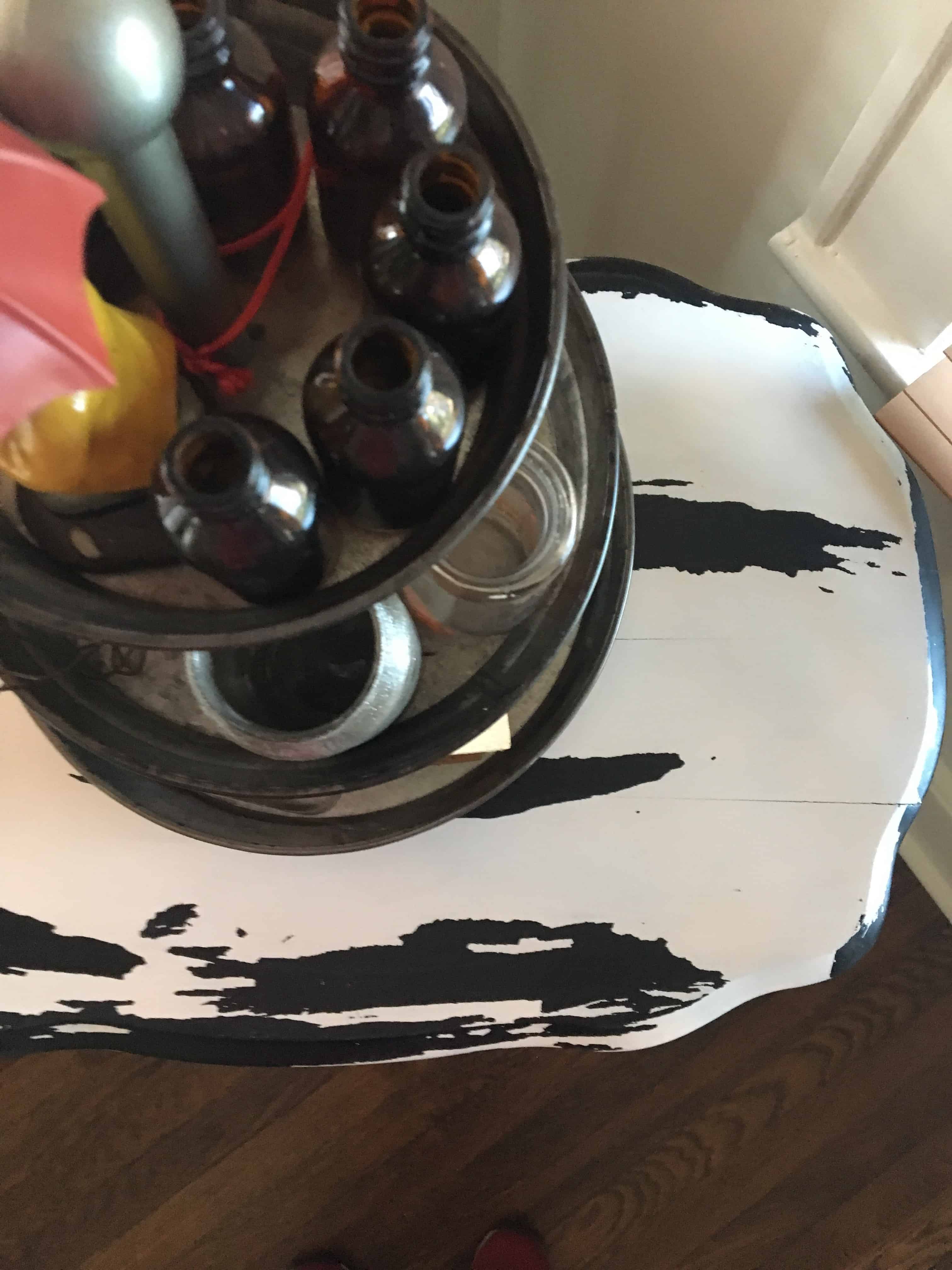 distressed white table