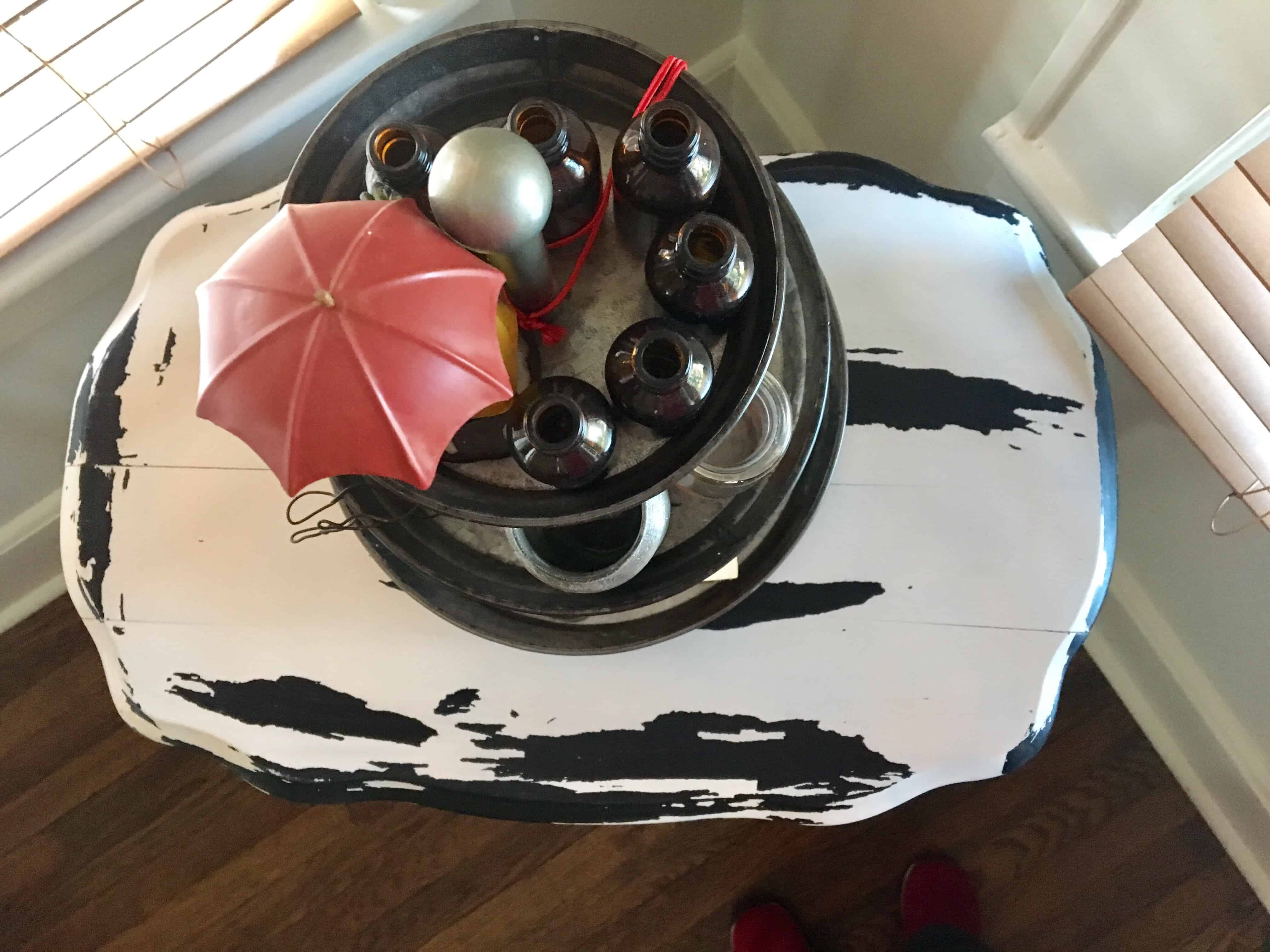 distressed white table