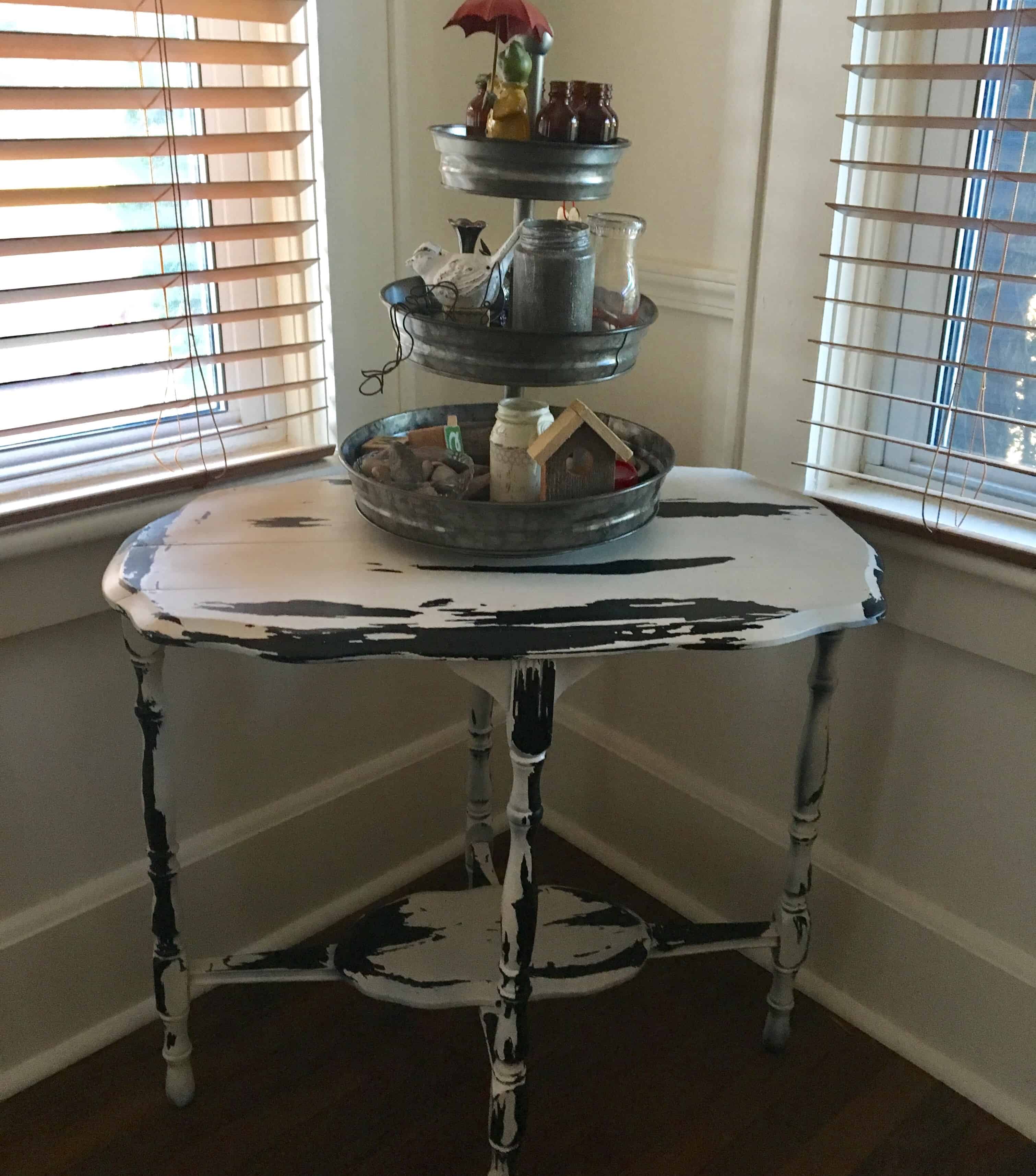 distressed white table