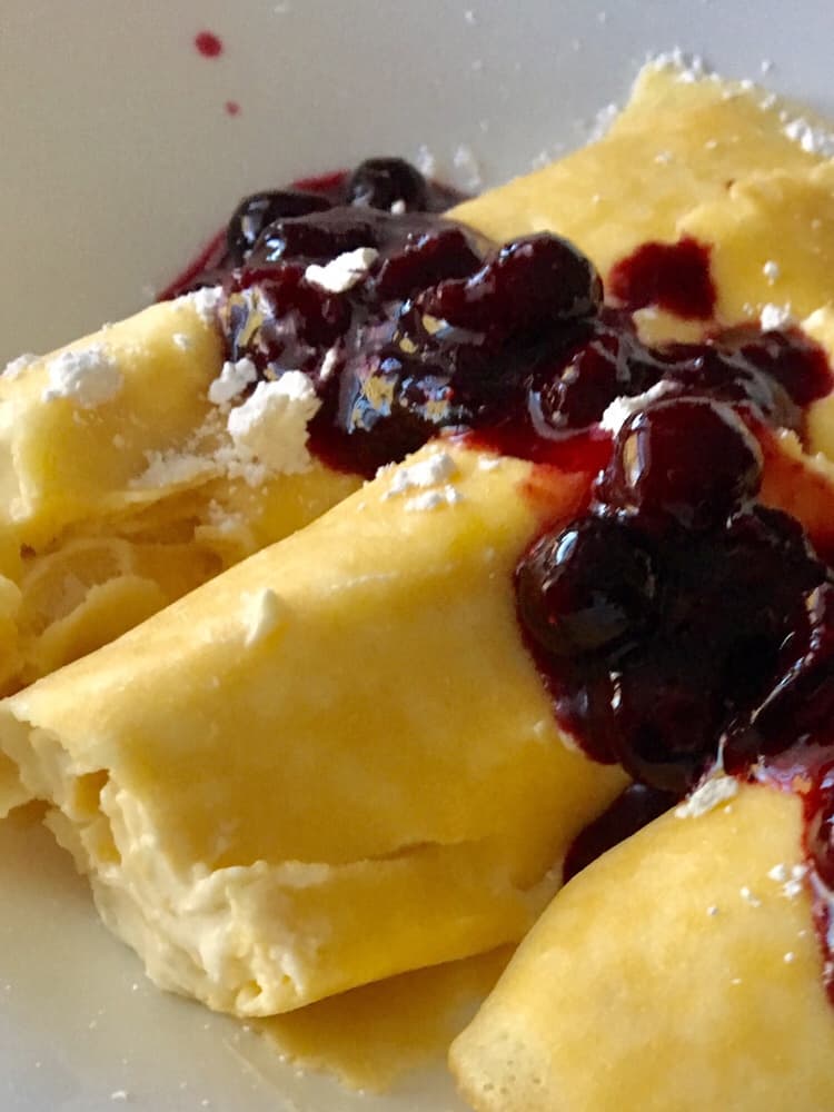 lemon curd/whipped cream, blueberry crepes