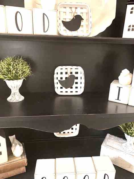 dining room hutch/spring decorating