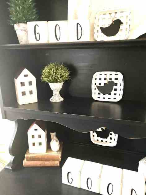 dining room hutch/spring decorating