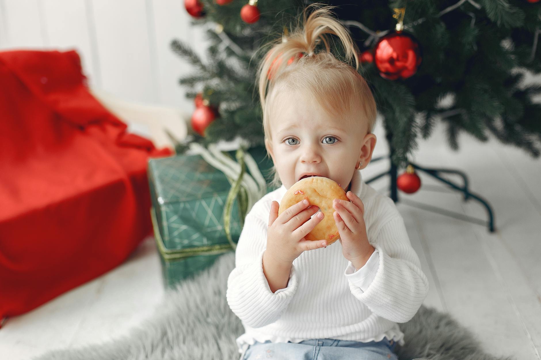child eating donut