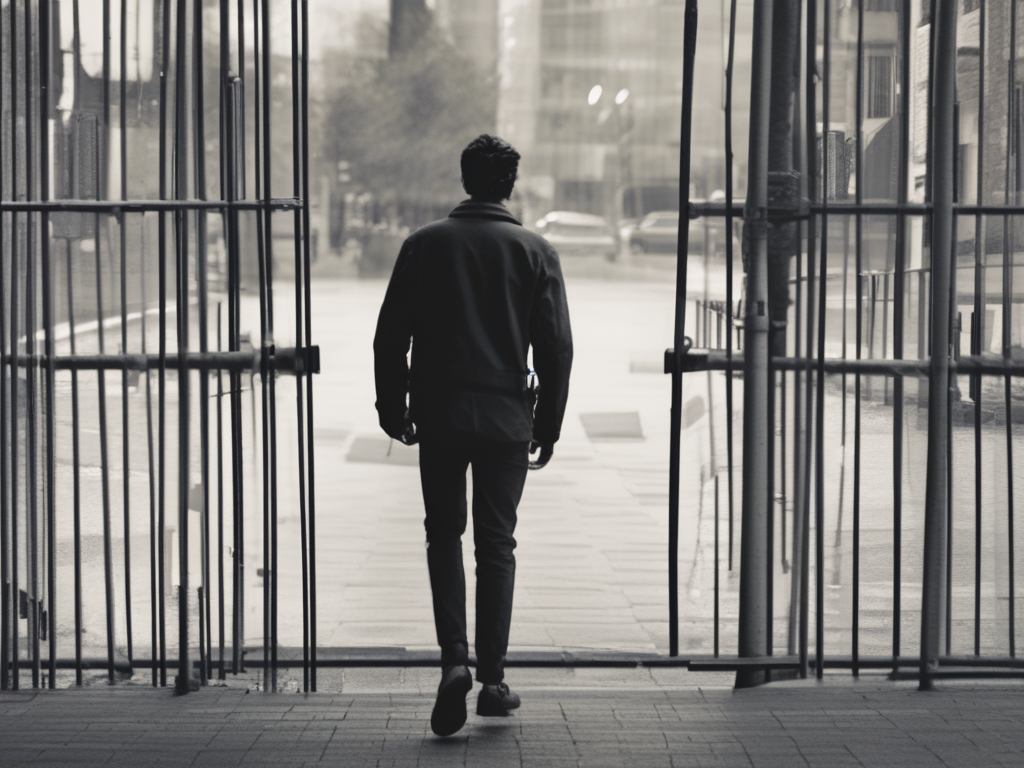 a man walking through a door/the past 