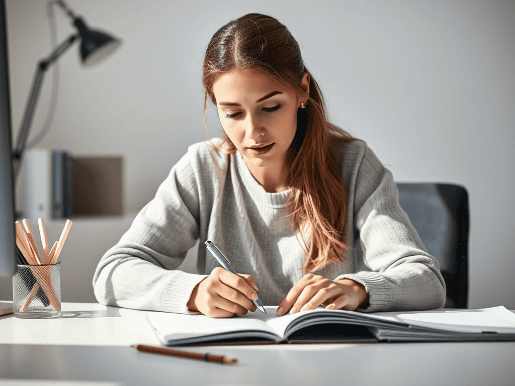  girl making a list/routine